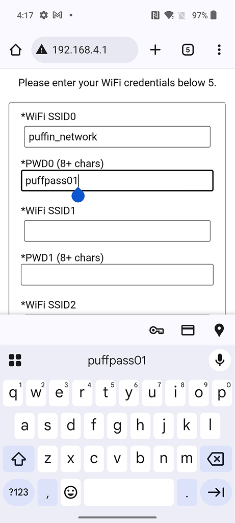 Enter credentials