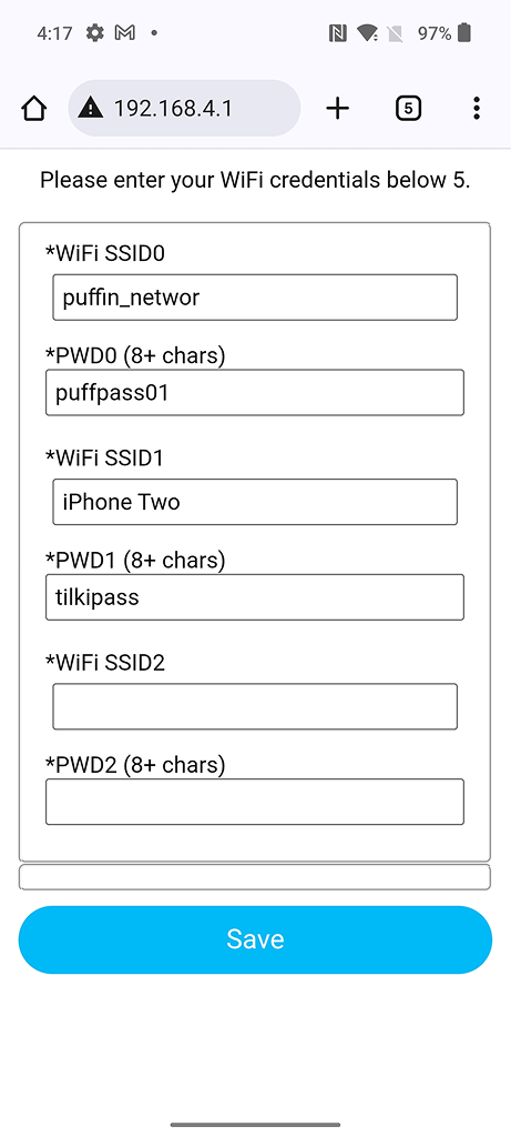 Enter credentials