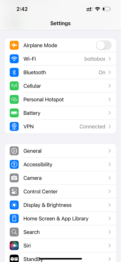 iOS Settings