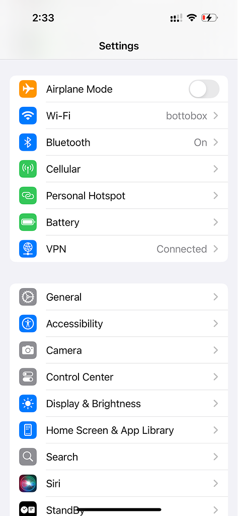 iOS Settings