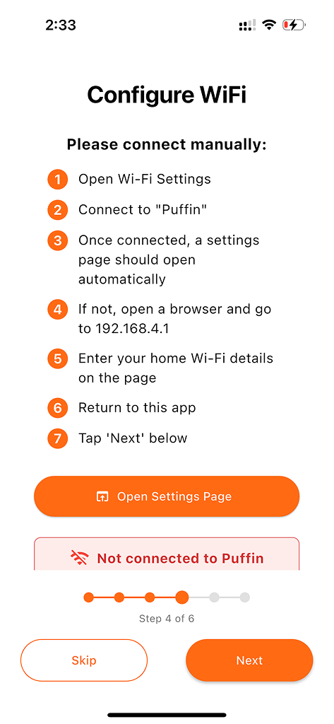 Continue setup